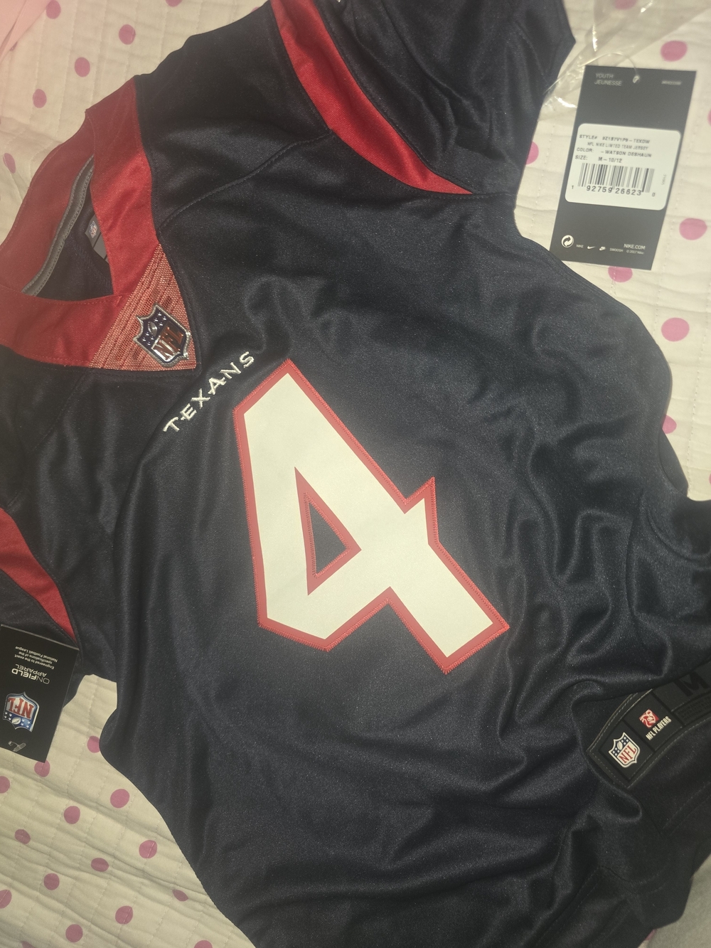 Nike Houston Texans Deshaun Watson #4 Limited Jersey Youth M 10/12 NWT